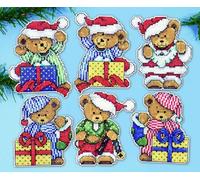 Design Works Petits Ours de Noël décoratifs en Toile en Plastique, Multicolore
