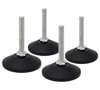 Design61 Lot de 4 vis d'ajustement avec vis de réglage fixe M8 x 50 mm, galvanisées, plaque Ø 55 mm, pour meubles, établi et machines
