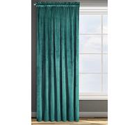 Design91 Eurofirany Rosa Rideau en Velours Doux Uni Opaque avec Galon Fronceur - 1 Unité, Moelleux, Panneau Drapé, Classique, Élégant, Salon, Chambre, 200 g/m², 140x270 cm, Turquoise Foncé