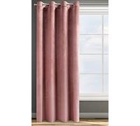 Design91 Eurofirany Rosa Rideau en Velours Doux Uni Opaque avec Oeillets - 1 Unité, Moelleux, Panneau Drapé, Classique, Élégant, Salon, Chambre, 200 g/m², 140x250 cm, Rose Foncé
