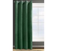 Design91 Eurofirany Rosa Rideau en Velours Doux Uni Opaque avec Oeillets - 1 Unité, Moelleux, Panneau Drapé, Classique, Élégant, Salon, Chambre, 200 g/m², 140x250 cm, Vert Foncé