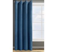 Design91 Eurofirany Rosa Rideau en Velours Doux Uni Opaque avec Oeillets - 1 Unité, Moelleux, Panneau Drapé, Classique, Élégant, Salon, Chambre, 200 g/m², 140x250 cm, Bleu Foncé