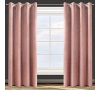 Design91 Eurofirany Rosa Rideau en Velours Doux Uni Opaque avec Oeillets - 1 Unité, Moelleux, Panneau Drapé, Classique, Élégant, Salon, Chambre, 200 g/m², 140x250 cm, Rose Foncé