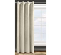 Design91 Eurofirany Rosa Rideau en Velours Doux Uni Opaque avec Oeillets - 1 Unité, Moelleux, Panneau Drapé, Classique, Élégant, Salon, Chambre, 200 g/m², 140x250 cm, Beige