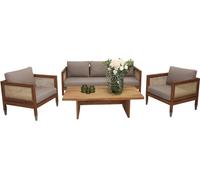 Designer Élégant Canapé Set 3+1+1 Siège Bois Table Basse Meuble de Jardin Complet