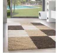 Designer Haut fleuri tapis de salon Shaggy Langfleuri Karzred motif marron beige blanc [120x170 cm]