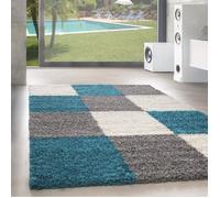 Designer Haut fleuri tapis de salon Shaggy Langfleuri Karzred motif turquoise gris blanc [200x290 cm, Turkis]