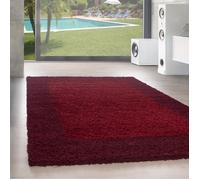 Designer haut fleuri tapis de salon Shaggy long fleuri motif bordure Bordeaux rouge [100x200 cm]