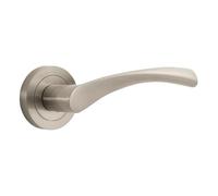 Designer Levers - Poignée de porte Marvel à levier sur rosace - Design contemporain - Nickel brossé - 1 paire - Fixations incluses - Utilisation intérieure