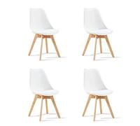 Designetsamaison Lot de 4 chaises scandinaves Blanches - Bjorn