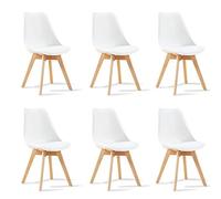 Designetsamaison Lot de 6 chaises scandinaves Blanches - Bjorn
