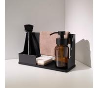 Designfabrik Hamburg Design Hambourg Organisateur évier | Porte éponge | Rangement pour évier | Porte savon | Fond amovible en silicone | Accessoire de cuisine | Noir
