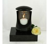Designgrab Lampe Funéraire Cerres et Socle en Granit Noir Suédois SS1 - Ensemble de Décoration et Lanterne de Cimetière