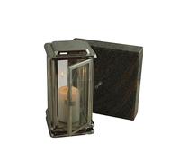 designgrab Lanterne funéraire Royal en acier inoxydable avec croix et socle 20 × 20 × 5 cm en granit - Fenêtre en verre interchangeable, résistant aux intempéries Gneis