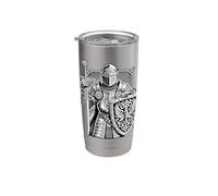 Designs d'art du bouclier héraldique chevalier médiéval guerrier Gobelet isotherme en acier inoxydable double paroi