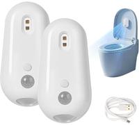 Désinfectant UV auto-nettoyant pour toilettes et veilleuse, désinfectant UV activé par le mouvement, avec veilleuse, rechargeable à fixation adhésive, détecteur de mouvement pour salle de bain 2