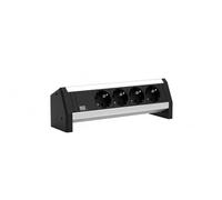 BACHMANN DESK 4x Schutzkontakt mit fest verbundenem Anschlusskabel, schwarz, 3 m