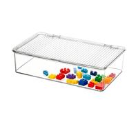 Desk Organizer Bins - Clear Storage Container for Home Dorm | Modular Boxes with Compartments, Stackable Sections, Tea Bags Makeup for Jewelry Pens Craft Supplies Kitchen Bathroom