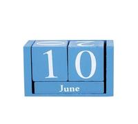 Desk Wooden Calendar Blocks 1Pc mignon Vintage bureau en bois lettres calendrier Cube bloc décoration de la maison accessoires accessoire lettre pour Salon ou Bureau(1pc blue)