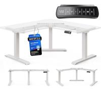 DESKSPACE Corner Châssis de Bureau d’Angle électrique réglable en Hauteur - Garantie 10 Ans, Structure Ergonomique de Bureau Assis-Debout à Angle réglable, piètement de Table d’Angle (Blanc)