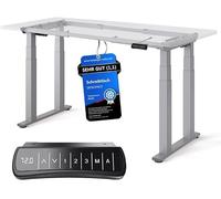 DESKSPACE Titan - Piètement de Bureau électrique 67-132 cm, Gris | Double moteur < 50 dB, protection anti-collision, 3 mémoires, port USB, 200 kg, garantie 10 ans