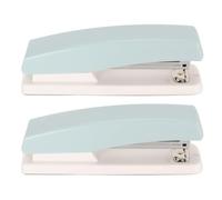 Desktop Stapler Small Stapler 20 Sheet Capacity Stapler Portable Stapler for Office School Home Plastic Iron 2pcs (Blue)
