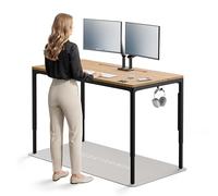 Desktronic Bureau Assis-Debout 160×80 cm à 4 Moteurs électriques - Hauteur réglable, écran Tactile avec 2 Ports USB-C, Filet et goulotte câbles, Crochets Doubles, système Anti-Collision