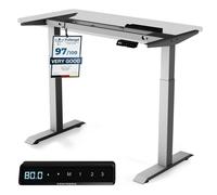 Desktronic HomeOne Pied de bureau réglable en hauteur électriquement, gris, avec fonction mémoire, technologie anti-collision, ports de charge USB-A et USB-C