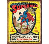 Desperate Enterprises Plaque en étain Superman No 1 - Décoration murale vintage nostalgique en métal - Fabriquée aux États-Unis