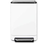 DESQ 6053.01 Poubelle à pédale - 40L - avec seau intérieur - inox - anti-odeur - Silent Close - blanc