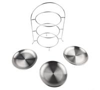Dessert Métal Brossé Pour Fête Mariage Dessert Métal Brossé(sliver) | Acier 304, 3 niveaux, 20x20x35cm, pour idéal buffet mariage, lavable lave-vaisselle