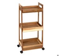 5five Desserte Acacia - 3 niveaux, L40 cm, MDF, sur roulettes - Marron