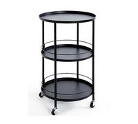 Desserte 3 niveaux en métal coloris noir - Diamètre 45 x Hauteur 75 cm --