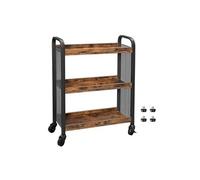 VASAGLE Desserte de Style Industriel, Chariot de Cuisine, Gain de Place, avec Pieds Réglables et roulettes, Étagère de Cuisine, Structure en Acier, 66 x 26 x 85 cm, Marron Rustique LRC66BX