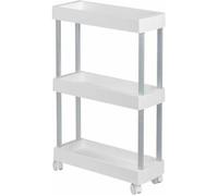 Wenko Chariot de cuisine Mino by Maximex étroit 3 étagères aluminium 18x80x45 cm blanc/argent