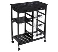 Atmosphera Desserte de cuisine Gustaf en verre - 5 niveaux à roulettes - H. 61 cm - Noir