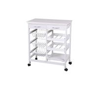 - Desserte à roulettes avec 2 tiroirs et de multiples rangements - H. 76 cm - Noir