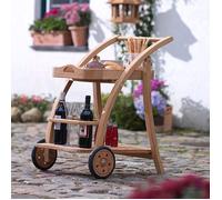 Desserte à roulettes de jardin en teck naturel