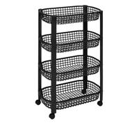 But – Chariot de cuisine à roulettes BASKET – 4 paniers, plastique, 46,5 x 25,5 x 79 cm – Noir