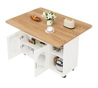 Desserte Bîlot de Cuisine à Roulettes Plateau Pliable avec Grand Placard,Porte-Serviettes,porte-bouteilles-120 x 30x 79.5cm,blanc