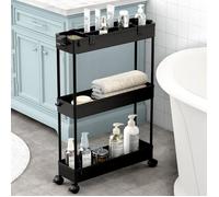 Desserte - Chariot de Rangement - Noir - 3 Niveaux - Roulettes - 66.3x38.9x12.4 cm - Meuble de Cuisine
