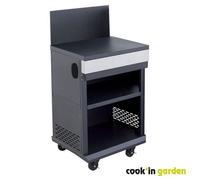 Cook'in Garden - Desserte intégrable FIDGI - Plan de travail compatible FIDGI 3/4, roulettes, noir