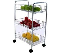 Desserte Cuisine 3 Niveaux Chrome Demonte - MSV - Gris - Métal