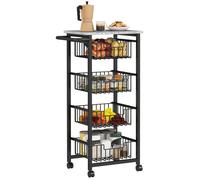 Desserte cuisine - HOMCOM - 4 niveaux - sur roulettes - avec plan de travail - cadre en acier - 49,5 x 31 x 91 cm - gris clair