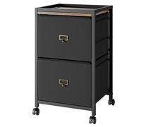 DESSERTE DE BUREAU - Caisson Bureau de Rangement avec 2 Tiroirs Mobile en métal 40x40x67 cm - Noir