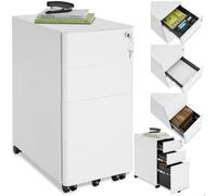 tectake® Caisson Bureau Meuble de Rangement Bureau Armoire métallique Industriel 30x50x59,5 cm Verrouillable, 3 Tiroirs pour Rangement Papier administratif