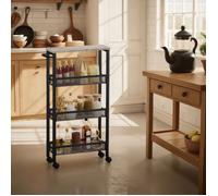 Desserte de cuisine à Roulettes 4 Niveaux Chariot de Rangement Fin 45,4 x 13 x 77 cm Ivoire Clair
