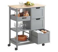 Desserte de Cuisine à roulettes FKW79-HG SoBuy - avec Tiroirs et Etagères - L67XP37xH84,5cm - Gris