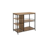 Desserte de Cuisine à roulettes Style Industriel Marron 110x45x92cm SVW18-II-F