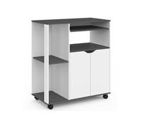 IDMarket - Desserte de cuisine COSI - bois blanc et plateau gris - L.76 cm